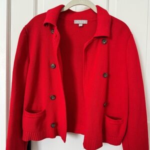 J. Crew Vibrant Red Cardigan Sweater